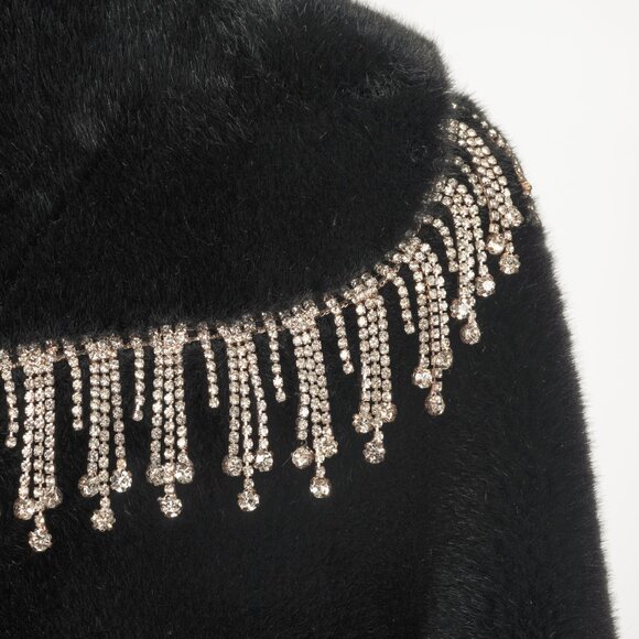 Shrimps Dexter Black Faux Fur Crystal-Embellished Jacket - Picture 6 of 13